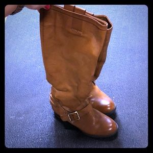 NWT Brown pleather buckle boots